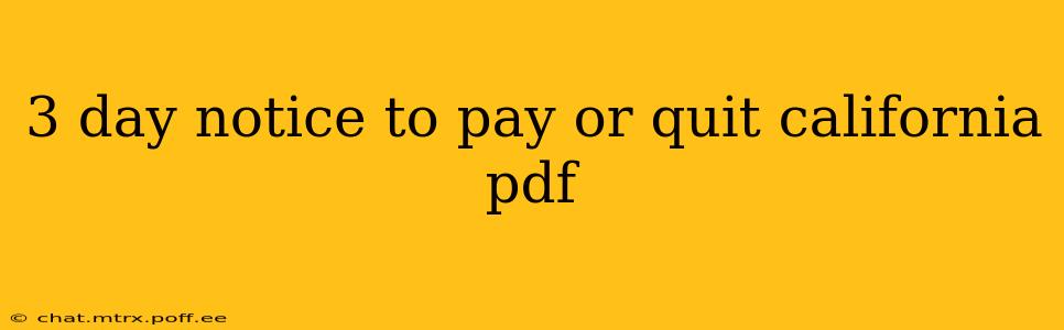 3 day notice to pay or quit california pdf