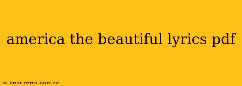 america the beautiful lyrics pdf