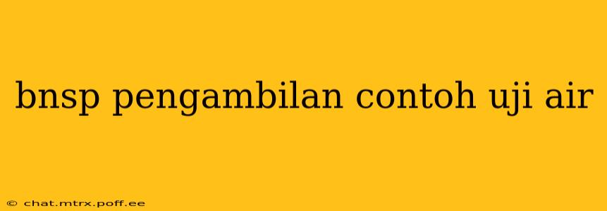 bnsp pengambilan contoh uji air