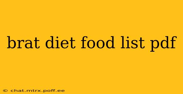 brat diet food list pdf