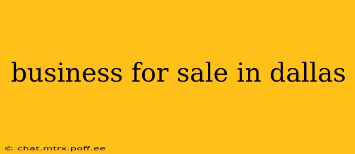 business for sale in dallas