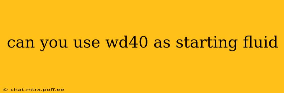 can you use wd40 as starting fluid