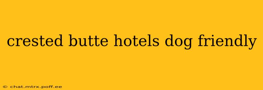 crested butte hotels dog friendly