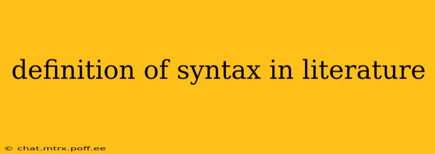 definition of syntax in literature