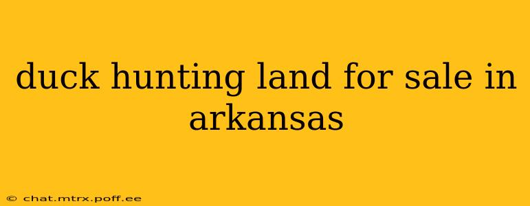 duck hunting land for sale in arkansas