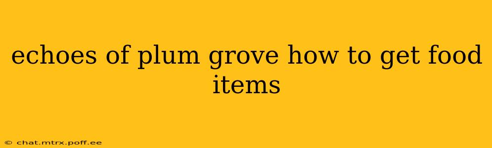 echoes of plum grove how to get food items