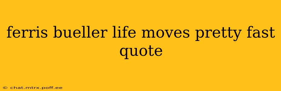ferris bueller life moves pretty fast quote