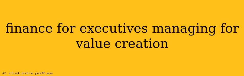 finance for executives managing for value creation