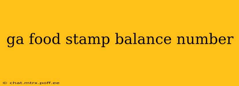 ga food stamp balance number