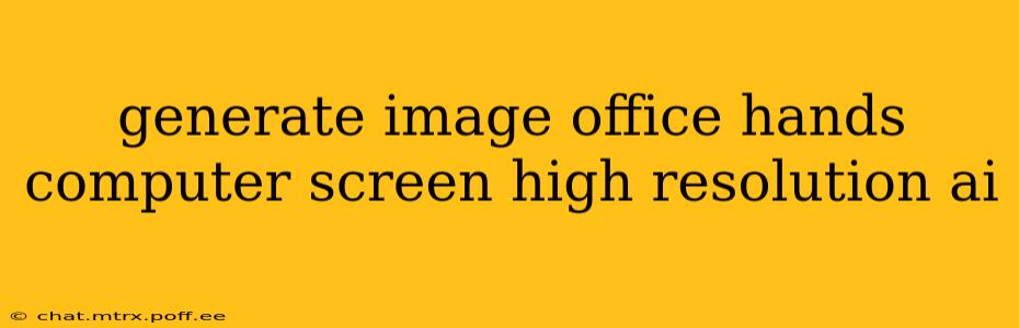 generate image office hands computer screen high resolution ai