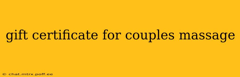 gift certificate for couples massage