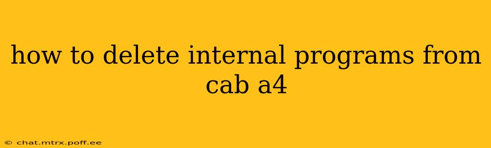 how to delete internal programs from cab a4