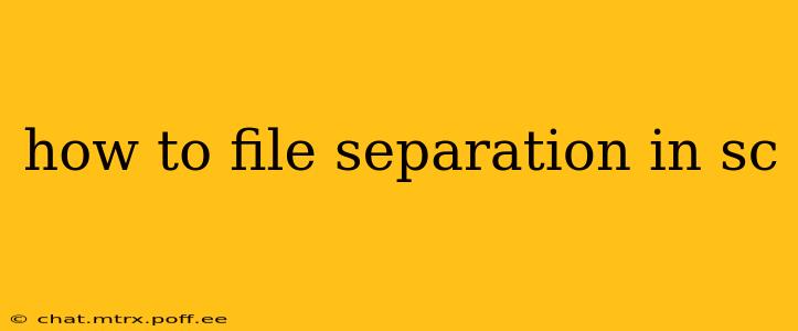 how to file separation in sc