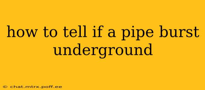 how to tell if a pipe burst underground