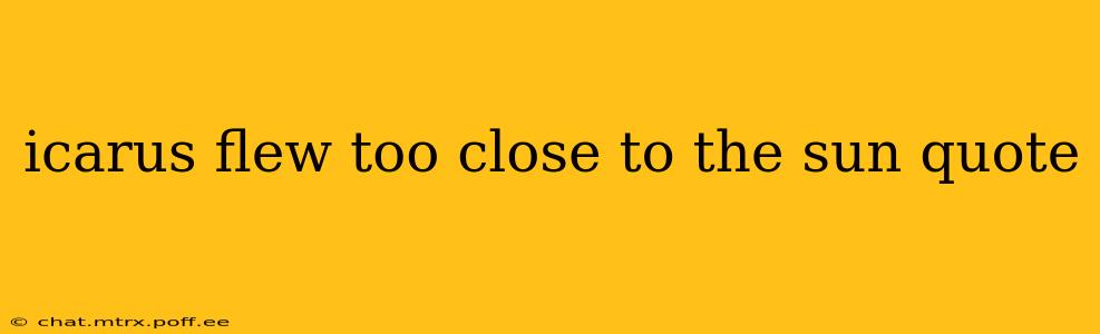 icarus flew too close to the sun quote