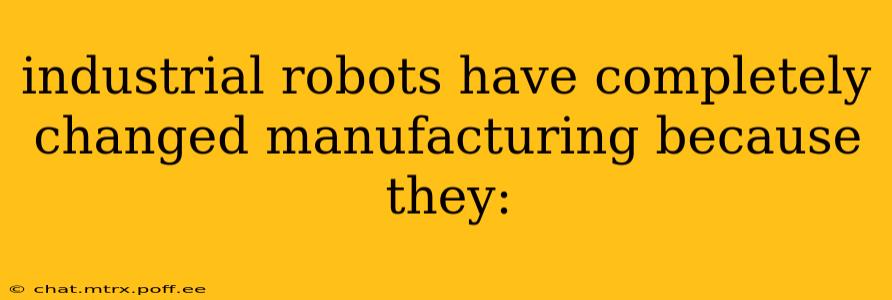 industrial robots have completely changed manufacturing because they: