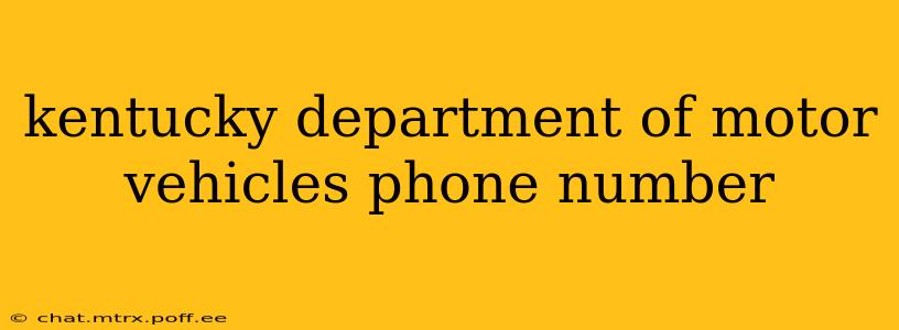 kentucky department of motor vehicles phone number