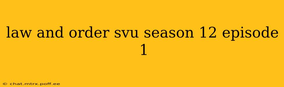 law and order svu season 12 episode 1