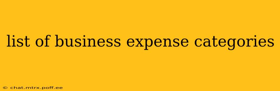 list of business expense categories