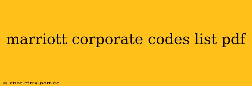 marriott corporate codes list pdf