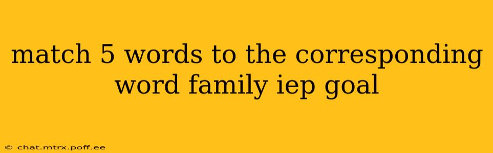match 5 words to the corresponding word family iep goal
