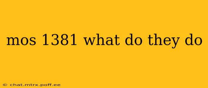 mos 1381 what do they do