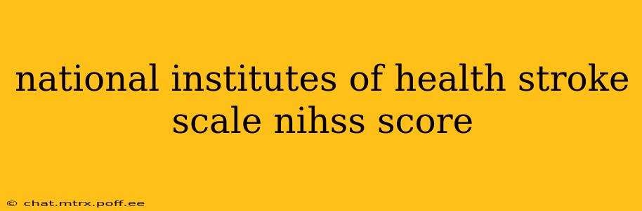 national institutes of health stroke scale nihss score
