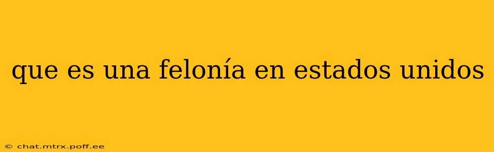 que es una felonía en estados unidos