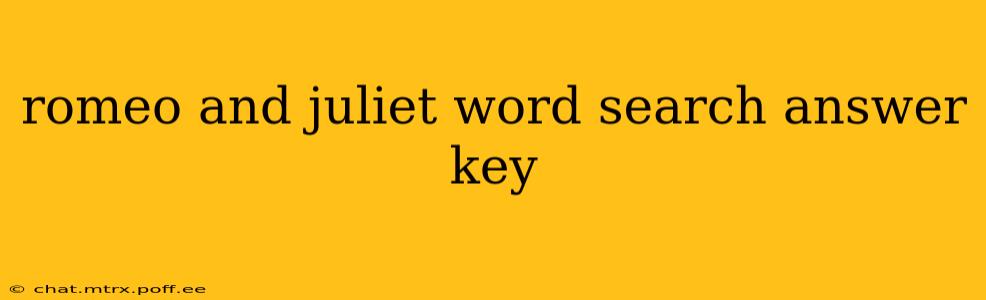 romeo and juliet word search answer key