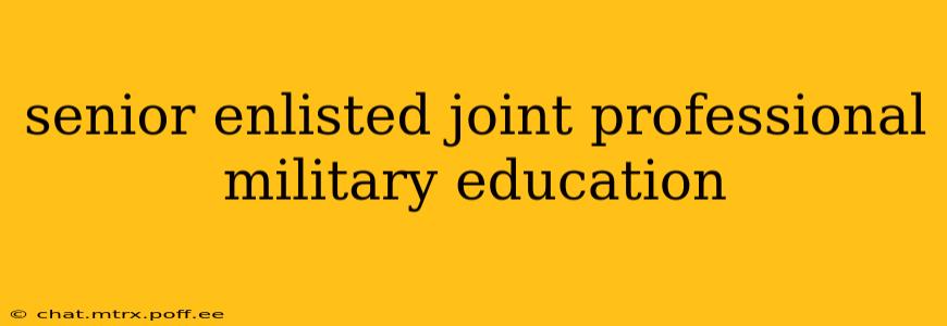 senior enlisted joint professional military education