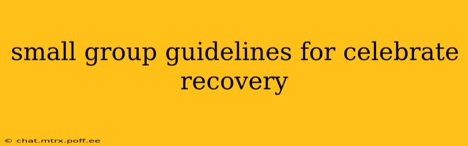 small group guidelines for celebrate recovery