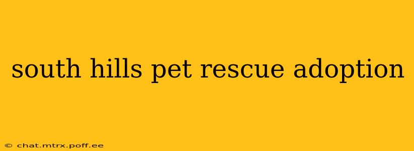 south hills pet rescue adoption