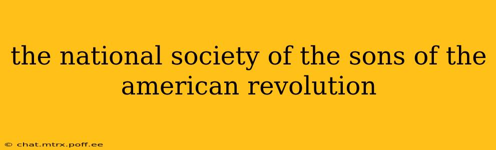 the national society of the sons of the american revolution