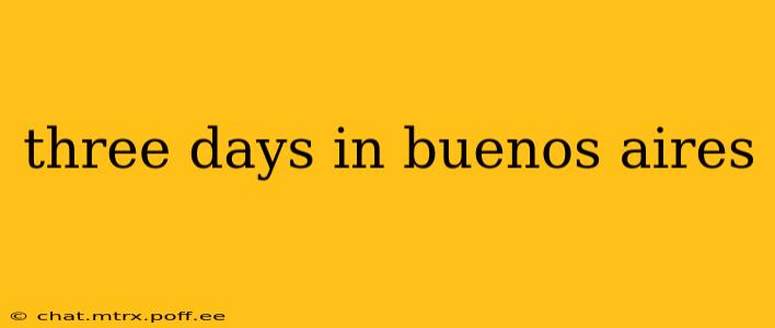 three days in buenos aires