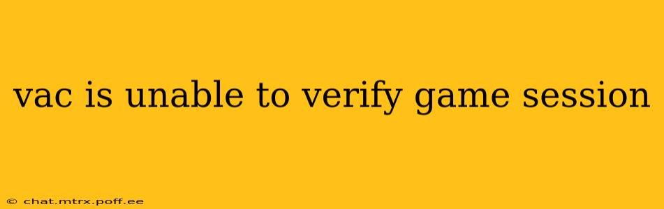 vac is unable to verify game session