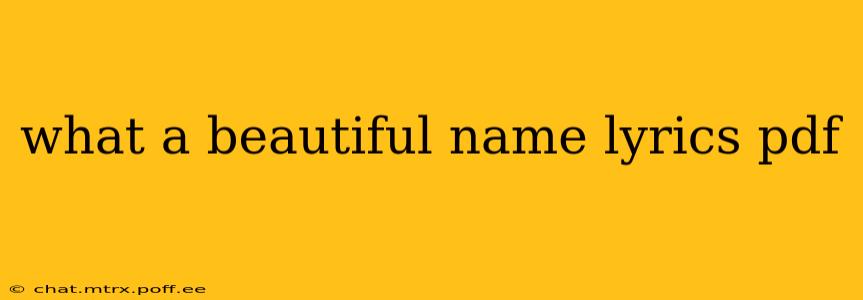 what a beautiful name lyrics pdf