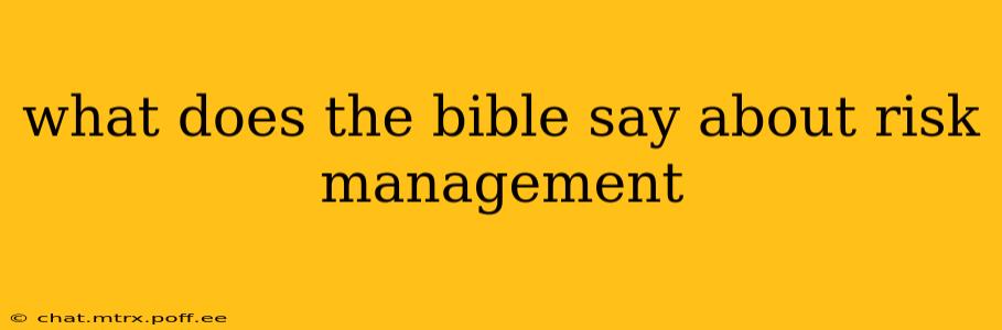 what does the bible say about risk management
