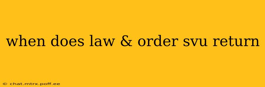 when does law & order svu return