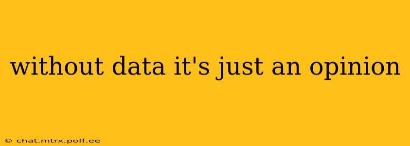 without data it's just an opinion