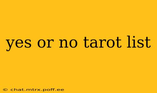 yes or no tarot list
